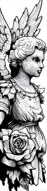 Free angel bookmark to color featuring ready to move angel